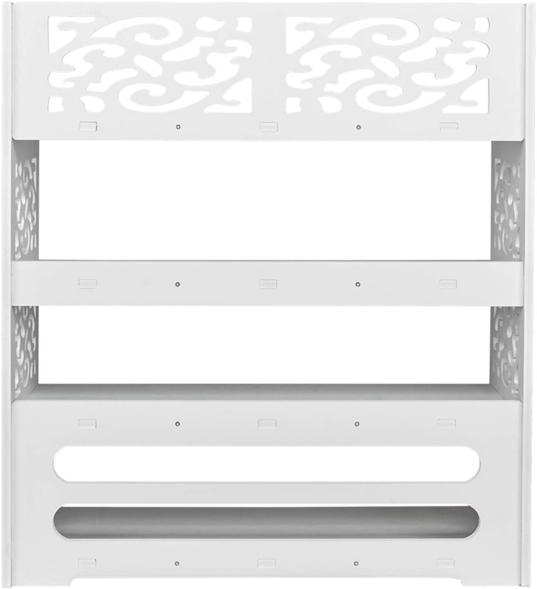 Wood-Plastic Board Four Tiers Carved Shoe Rack White B Utility Storage Organizer Shelf Rack for Kitchen Living Room Bathroom MITPATY