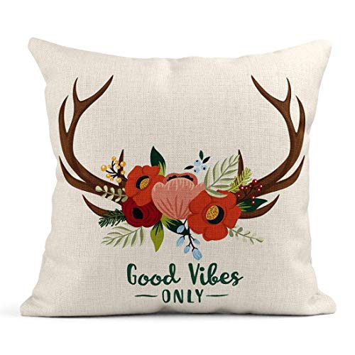 Kinhevao Cojín Cornamentas Florales en Bohemia Vintage Cuernos de Cie