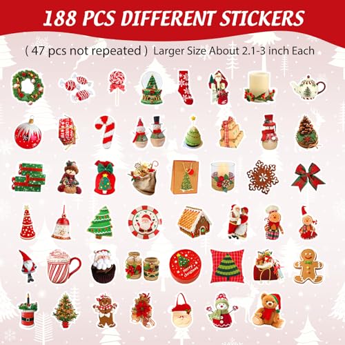 PerKoop 20 Pcs 32 oz Ice Cream Buckets with Lids and Handles Clear Cocktail Rum Buckets with Stickers Plastic Transparent Tub Reusable Food Storage Containers for Parties(Xmas)