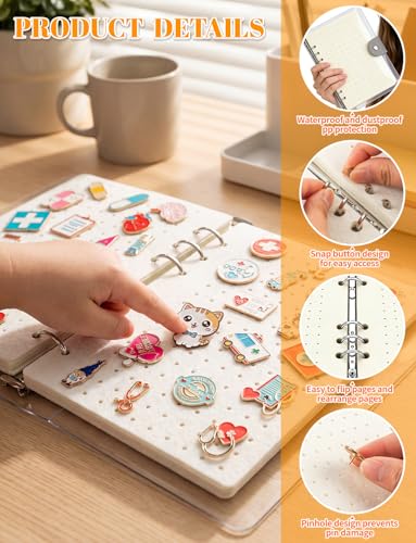 Image of 2Pcs 8 Pages White Enamel Pin Display Book for Enamel Pins, A5 Pins Collection Storage Organizer Book for Collectors, Portable Travel Pin Trading Books with Clear PVC Cover (Not Include Accessories)
