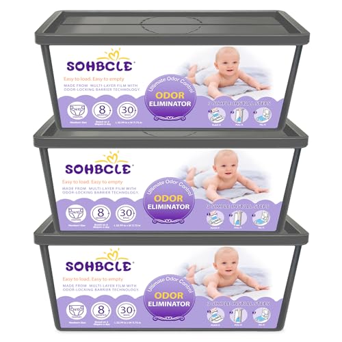 SOHBCLE Refills Compatible with Genie Easy Roll Signature Diaper Pail and Platinum Diaper Pail Upgraded 90 Bags Hold up to 4200 Newborn Diapers Extra Thickness Powerful Odor Control