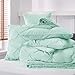 Bedsure Queen Comforter Set Mint Green - Bed in a Bag Queen Size Bedding 7 Pieces, GentleSoft™ Pintuck Bed Set Gift for Family, Pinch Pleat All Season Comforter with Sheets, Pillowcases & Shams