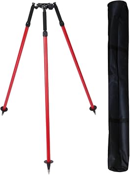 6FT/1.8M Aluminum Surveying Tripod for Prism Pole, GPS RTK, Total Station, Adjustable Lightweight Tripod with Carry Bag, Surveying Bipod/Tripod for Construction, Land Survey, Red