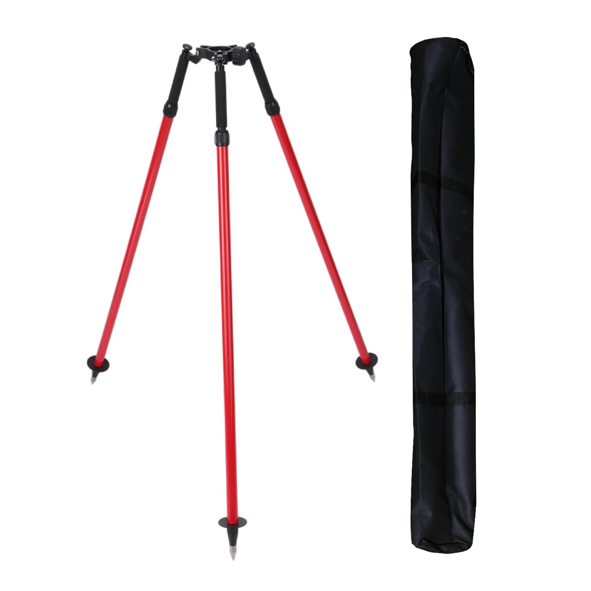 Trípode de liberación de pulgar, trípode profesional de aluminio para postes de prisma y encuesta, compatible con estaciones totales y equipos de encuesta, color rojo