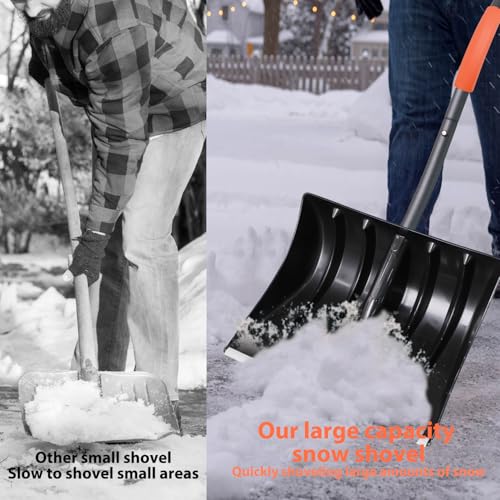 Large Capacity 48.5-Inch Snow Shovel With 16-Inch Wide Blade - Comfortable Handle For Faster And Efficient Clearing - 6