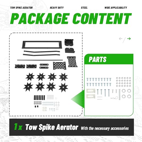 WUTIST 32 in Tow Behind Spike Aerator W/ 8 Spikes, Hitch Pin Attach to Lawn Tractor, Most ZTRs, ATVs Soil Mower Hitch, Lawn Soil Penetrator for Gardens, Lawns, Farms - Thumbnail 7
