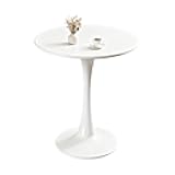 Round Dining Tulip Table for 2, Mid-Century Modern Table with Sturdy Metal Pedestal for Kitchen, Bistro, Cafe, Leisure (White, 24 INCH)