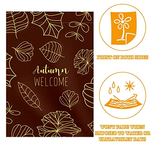 Drapeau de bienvenue en automne pour jardin 30x45 cm double face