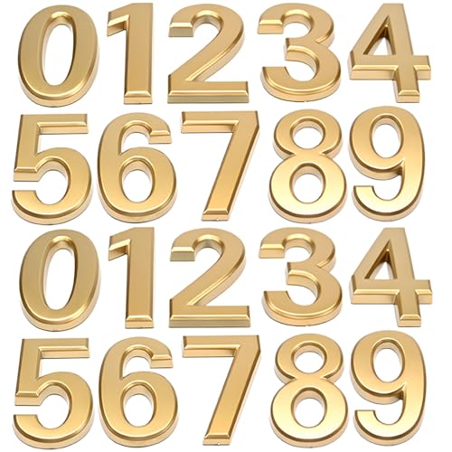 Números de buzón autoadhesivos con relieve dorado de 2.8 pulgadas resistentes a la intemperie