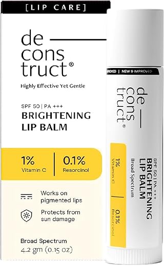 Deconstruct Brightening Lip Balm for Dark Lips | SPF 50 | Vitamin C &amp; Resorcinol | Brightens Dark Lips &amp; Evens Lip Tone | ...