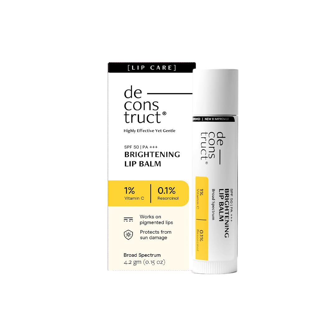 Deconstruct Brightening Lip Balm SPF 50 | Vitamin C & Resorcinol | Brightens Dark Lips & Evens Lip Tone | Vitamin E & Murumuru Butter | 4.2g