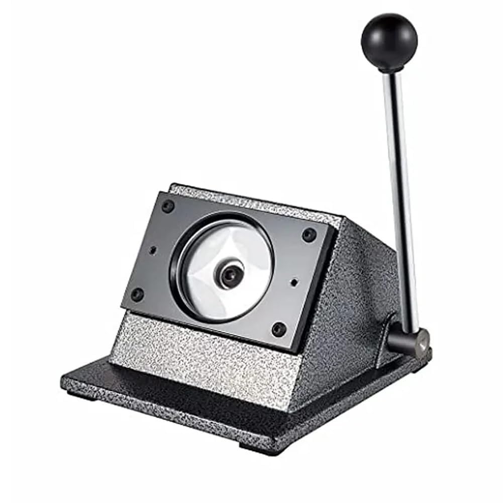 Taglierina Manuale per Badge Rotondi, 56/58/78 mm, Base in ghisa con Design Integrato, Strumento per fustellatura Grafica, Kit Fai da Te per Badge in Acciaio Inossidabile per Carta e Pelle,