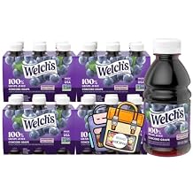 Welchs 100% Concord Grape Juice Drink 10 fl oz Plastic Bottle 24 Pack + 2 Reusable Snack Bags by KOOL8SHOP Infinite Deals