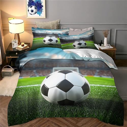 Housse de couette foot 200x200 microfibre avec motif scene de stade