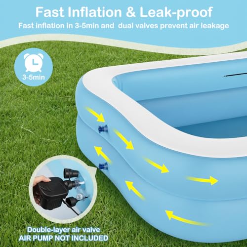 Image of 7 Feet Rectangular Inflatable Pool for Kids & Toddlers | Family Swimming Pool for Backyard | Durable Child-Safe PVC Inflatable Pool, Portable & Easy Inflate