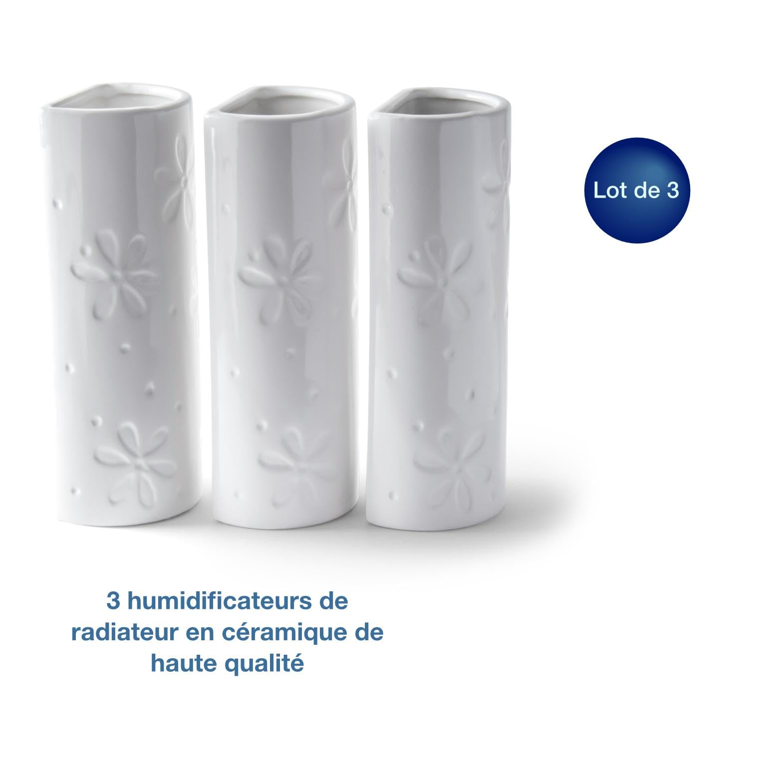 Lot de 3 humidificateurs d’air pour le radiateur - En céramique - Motif floral