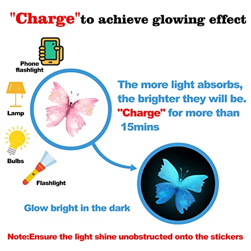 Butterfly Wall Decor Stickers Glow In The Dark Butterfly Wall Decals Peel And Stick Luminous Butterflies Always Kiss Me Good Night Decals Positive Quotes For Girls Kids Baby Ceiling Bedroom Bathroom Living Room #TOP1