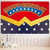 NA Superhero Birthday Backdrop Banner Red Happy Birthday Theme Party Decorations Super Hero Photography Background Supplies for Woman Girl