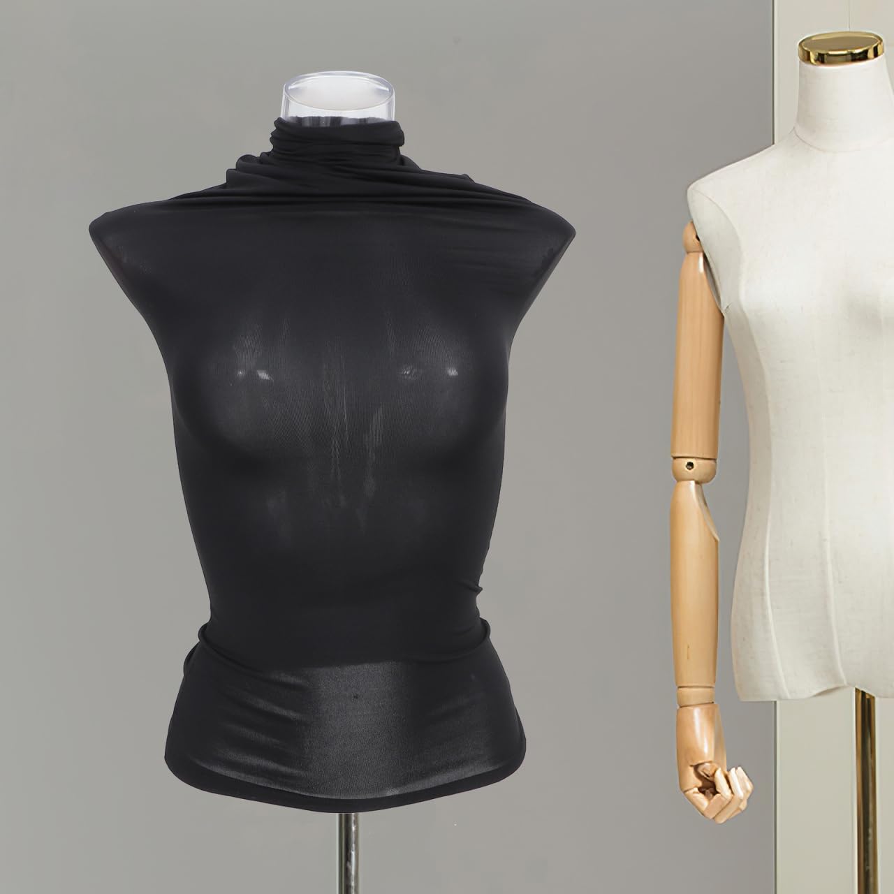 Housse En Coton Extensible Noir Pour Mannequin Femme - Présentation Vêtements Et Bijoux - Lavable
