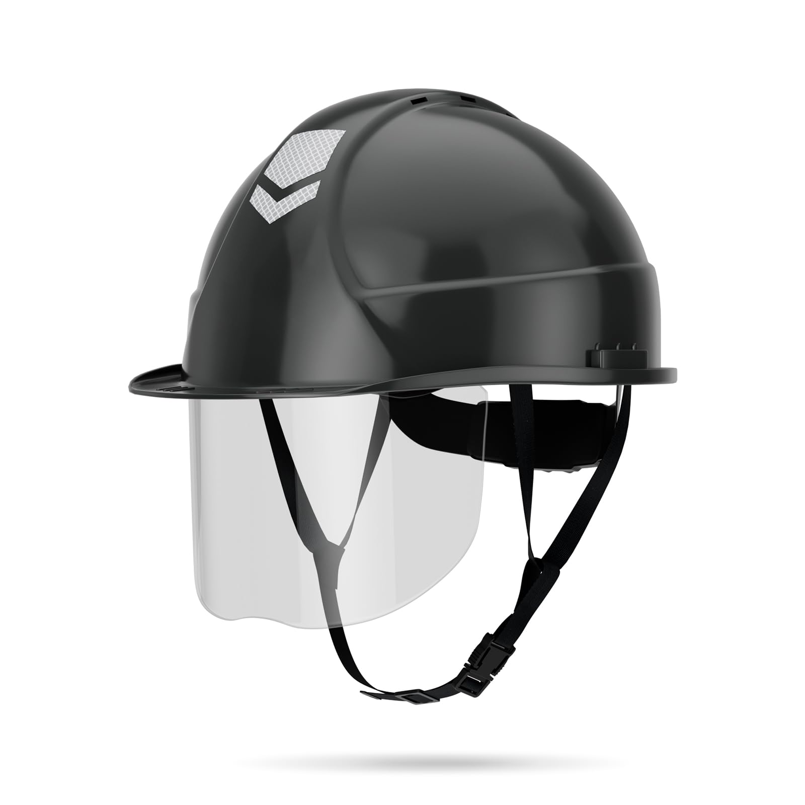 DK-WINER 10-Pack Safety Hard Hat with Visor,Hi-Viz Reflective Cap Style Hard Hat,Vented 4-Point Ratchet Suspension ABS Industrial Helmet with Glasses (White)