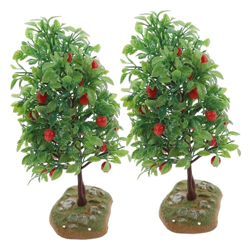 HOLIDYOYO 2pcs Fruit Tree Model The Green Greens Simulation Fruit Tree Decoration Tree Decorate Cactus Artificial Plants & Flowers Home Decoration Mini Garden Ornament Fruit Tree Decor Train