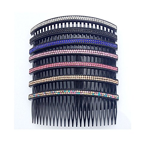 Ruihfas Fashion Women 24 Teeth Hair Comb Pin Clip Double Rows Rhinestone Hair Side Combs 4.72" Length, 5-Count #TOP1