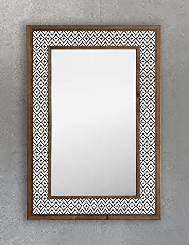 Oscar Stone Decor Masif Çerçeveli Mozaik Taş Ayna 43 Cm X 63 Cm Seramik Ayna Desen