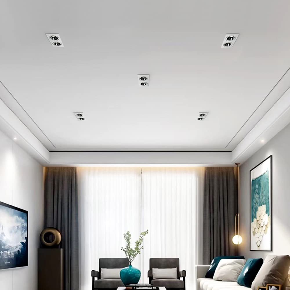 faretti da soffitto 2 Pezzi Doppio Quadrato Downlight LED griglia Luce Regolabile Angolo bulbo oculare - nessun sfarfallio