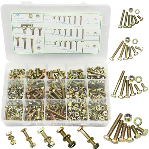 Image of 1020pcs Metric M4 M5 M6 M8 Nylon Locknut Hex Bolt Washer Assortment Kit by Color Galvanization,Alloy Steel,Grade 8.8.Length 8-50mm.24 Common Size for Automative,Tooling,Fixture,Jigs.