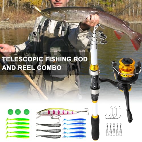 Kit de caña de pescar telescópica con funda para surfcasting y hielo 2