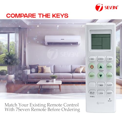 Image of 7SEVEN Compatible Air Conditioner remotes for Original Voltas AC Remote Control Suitable for 1 1.5 2 ton Split or Window ac - Match Exactly with Old Model 36E Remote for Better Performance