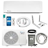 Klimaire 12,000 BTU 21.4 SEER2 Ductless Mini-Split Inverter Air Conditioner Heat Pump System with All-Inclusive 16' Installation Kit and Wall Bracket (208-230V)