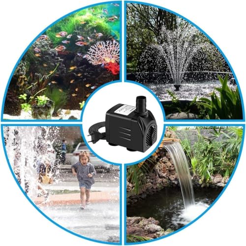 Awroutdoor Wasserpumpe Tauchpumpe, 1800L/H Aquariumpump für Teich Brunnen Aquarium Garten, Submersible Pumpe 3 Düse 13mm-16mm-19mm, Kabel1.9m(25W)