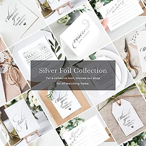 Bliss Collections Silver Share A Memory Cards  Perfect for: Funeral, Celebration of Life, Memorial, Retirement, Going Away Party, Birthday, Graduation, Wedding, 50 Pack of 102 x 152 mm Cards