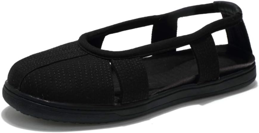 DGXIN Old Beijing Cloth Shoes Summer Hollow Monk Sandals for Men (36, Black)