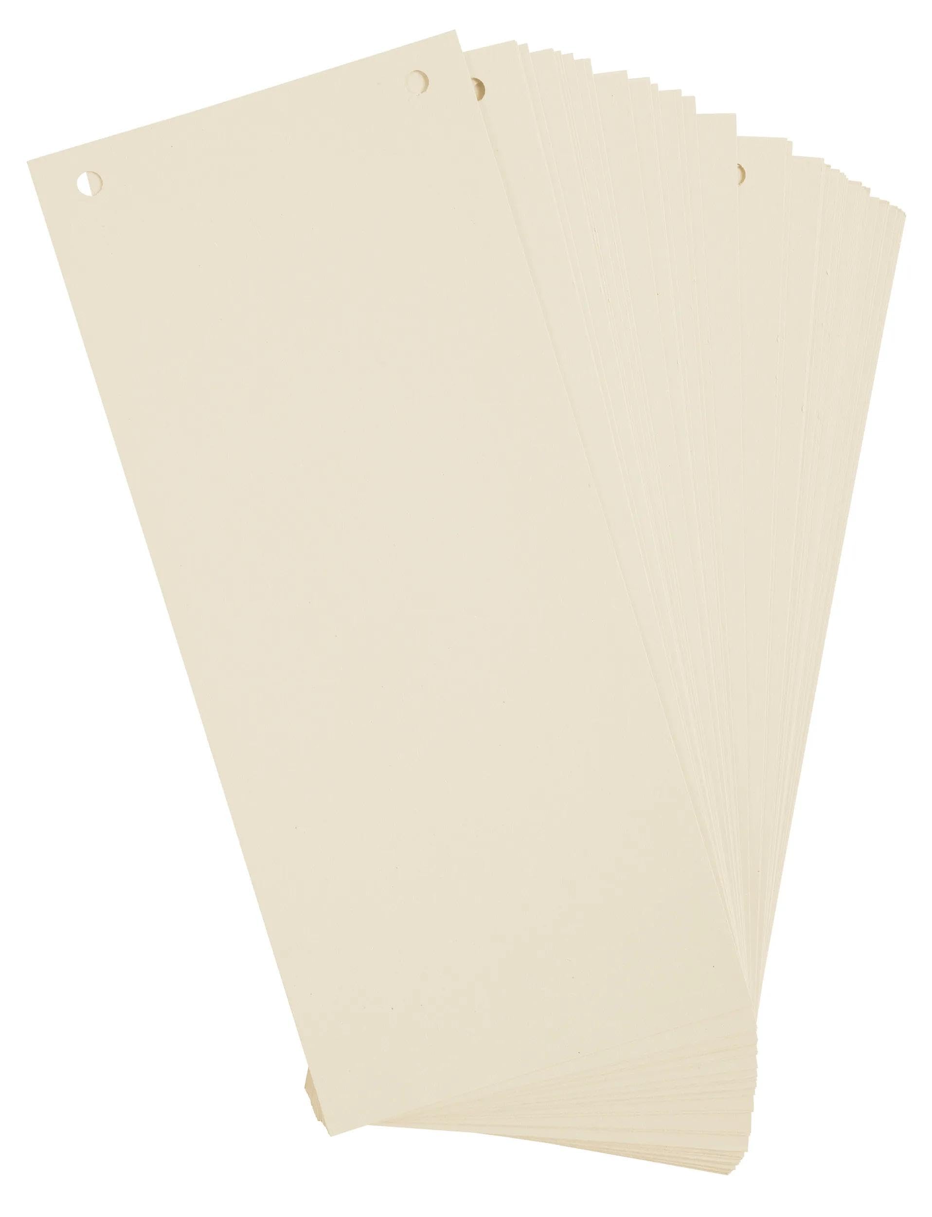 Paquet 100 fiches intercalaires horizontales unies perforees nature future - 105x240mm