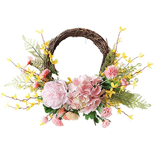 Couronne de fleurs artificielles haut de gamme FLXHSA décoration d'hiver et été
