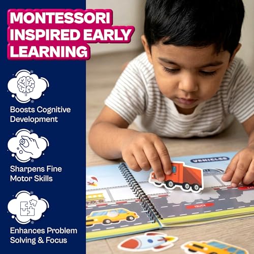 Image of Busy Binder Book Combo Set 2 Books for Toddlers 1-3 Years, Educational Learning Toys for Kids, Montessori Activity Toy, 16 Pages Each, Shapes Animals Vehicles Counting, Kids Gift Boys Girls