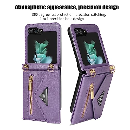Evita caídas en tu Samsung Galaxy Z Flip 6 con funda de correa morada 6