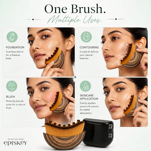 Image of Episkey Lymphatic Contour Face Brush, Manual Lymphatic Drainage Massager, Natural Makeup Brushes with Durable Soft Bristles, Hypoallergenic Ergonomic Facial Cleansing Brush for Sculpting