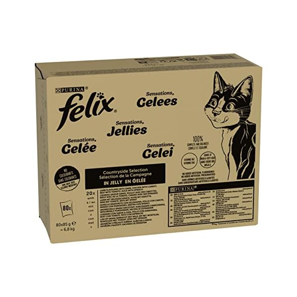 Purina Felix Sensations Nassfutter für Katzen mit Rind, Huhn, Ente, Lamm, 80 Beutel à 85 g, 1 Stück – Bild 3