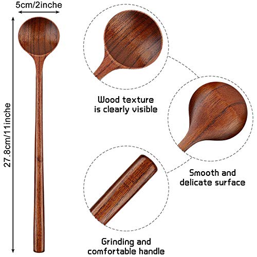 2 pezzi cucchiai di legno con manico lungo cucchiaio da minestra coreano cucchiaio da tavola cucchiaio di riso cucchiaio da mescolare per tè stoviglie in legno di miele  15