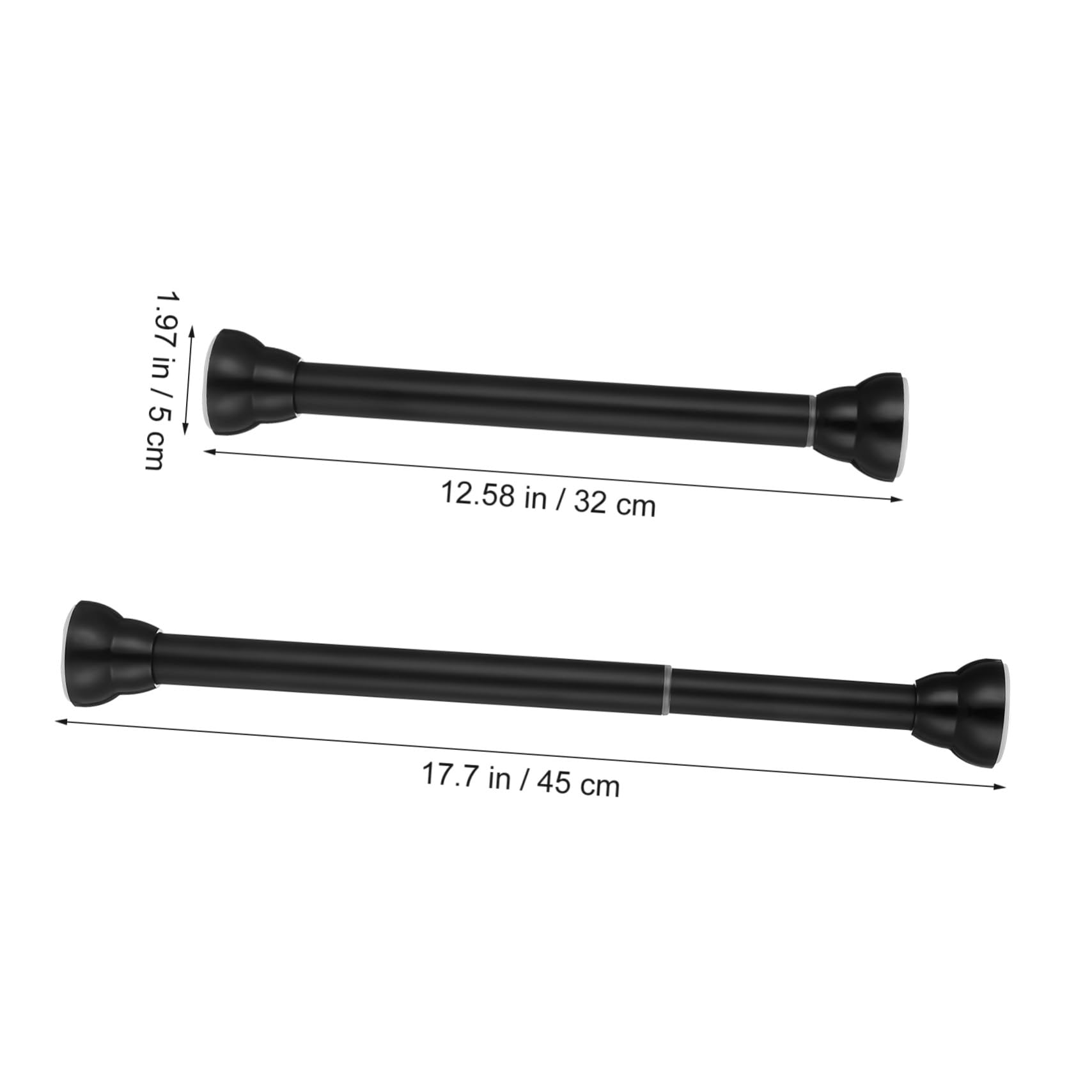 COLLBATH Barra Extensible Negra para Cortina y Ropa, de Acero Inoxidable Superficie Lisa y Rango Telescópico de 30-45 Cm para Armarios y Ventanas