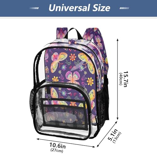 Cute Flower Pattern Clear Backpack - Stadium Approved Large 15.7-inch Waterproof Transparent Bag for Sports, Concerts, Work, Travel#2254