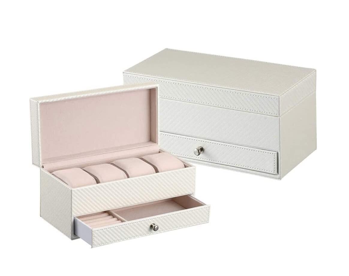 TIANQIHAO Watch Case Leather 4 Watch Box Jewelry Case Double Layer Display Drawer Storage Holder Organizer Watch Case Watch Box,C-22.2 * 11 * 11.2cm