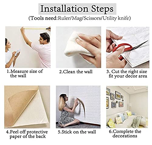Image of STL 3D Brick Wallpaper - Self-Adhesive PE Foam Wall Stickers, DIY Home, Hotel, Living Room & Bedroom Decor (70 x 77cm, Approx. 5.8 Sq Ft), Golden