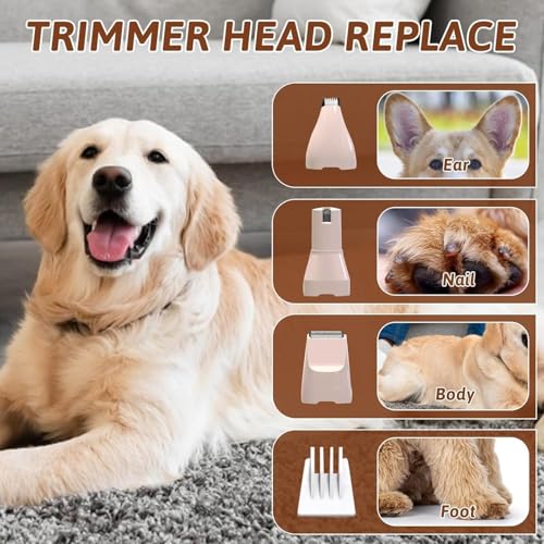 Image of 4-in-1 Pet Grooming Kit for Cats, Dogs & Rabbits | Rechargeable Cordless Low Noise Clippers with Paw Trimmer, Nail Grinder, Face & Ear Shaver | Safe, Portable Hair Grooming Tool for Pets