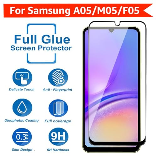 Image of DARKFIT Tempered Glass Premium Screen Protector Compatible for Samsung A05 /M05 /F05 | Edge to Edge Coverage with Easy Installation Kit | Scratch Resistance | HD Clear Glass (Black Border) | Pack of 1