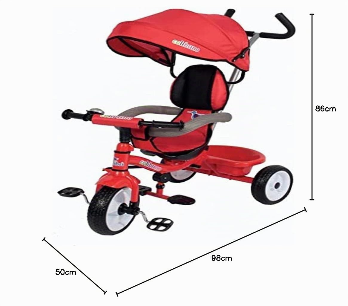 Colibrì Triciclo Bambini 1 anno Passeggino Fronte Mamma e Strada Leggero | Treciclo Regolabile Bimbo Bimba 9 mesi Colibrino Rosso