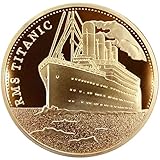 Die perfekte titanische Vorderseite der Münze zeigt Segeln Titanic einem glänzenden Gold-Farbschiff an